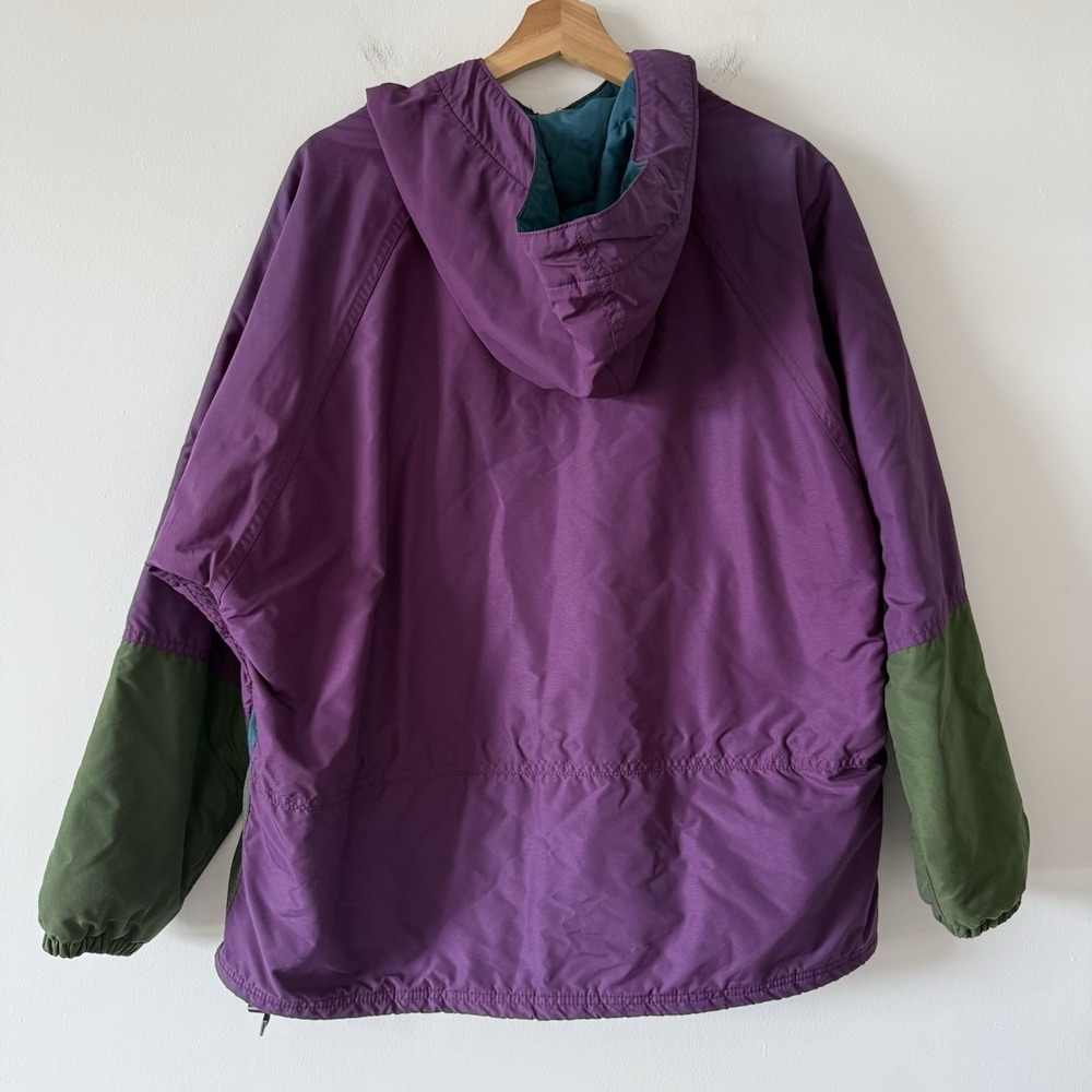 VTG 90s Womens Large LL Bean Pullover Aztec Hooded Anorak Windbreaker Jacket USA - Picture 3 of 16